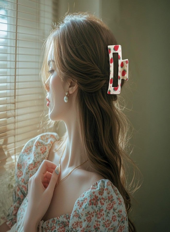 Ivyu 2pc Friut Hair Clips for Women Girls – Non-Slip Grip Tangle-Free Claw Clips with Strawberry and Cherry Prints for Thin/Thick Hair - Image 4